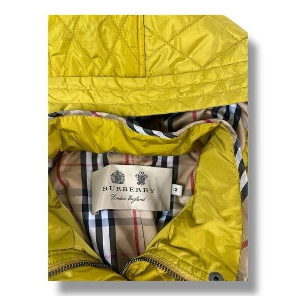 Burberry Diamond Quilted Yellow Snap Button Full Zip Hoodie Jacket Size Medium - Picture 6 of 9